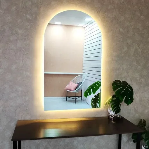 Ver imagem 3 de Espelho Orgânico Decorativo Lapidado com Led 90x60 Cm E13 para Sala, Quarto, Banheiro, 3000k 220v