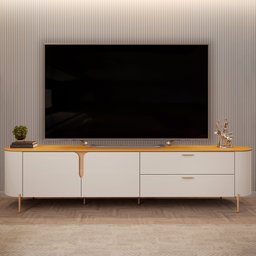 Rack para Sala de Estar Tv 75 Pol Orgânico Dion D05 Bali Cedro - Lyam Decor - 2
