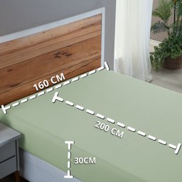Lençol Queen Size Algodão 200 Fios com Elástico Forro de Cama para Hotelaria Pousada:verde Bebe - 4