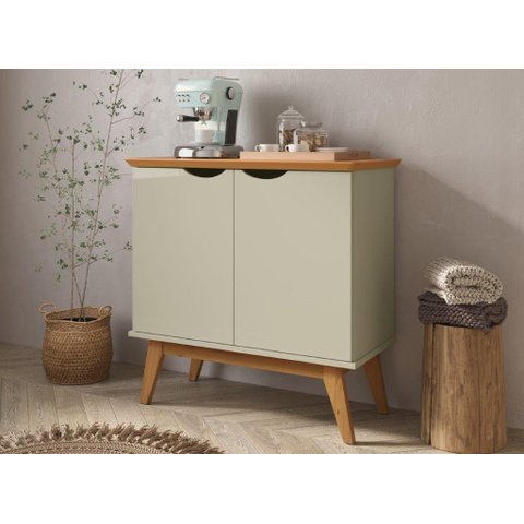 Buffet / Bancada Pr 2 Portas Retrô Cor Off White / Cinamomo Pt