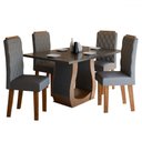 Ver imagem 2 de Mesa de Jantar 4 Lugares Belvedere Mel/cinza/veludo Cinza - Panorama Móveis