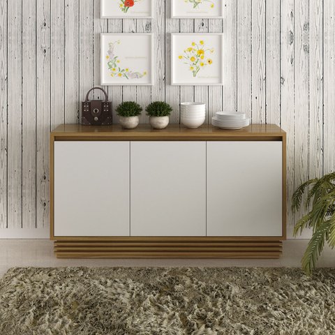 Buffet para Sala de Jantar 3 Portas e Gaveta Interna 1,60m Cor:marrom Claro Natural