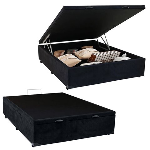 Cama Box Baú Viúva Sereneprime Suede Preto 44x128x188