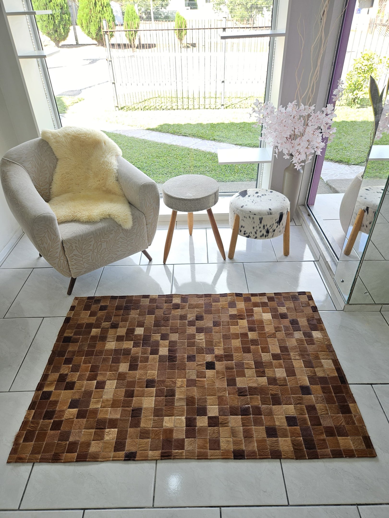 Tapete de Couro Quadriculado 2,00 X 1,50 M Caramelo
