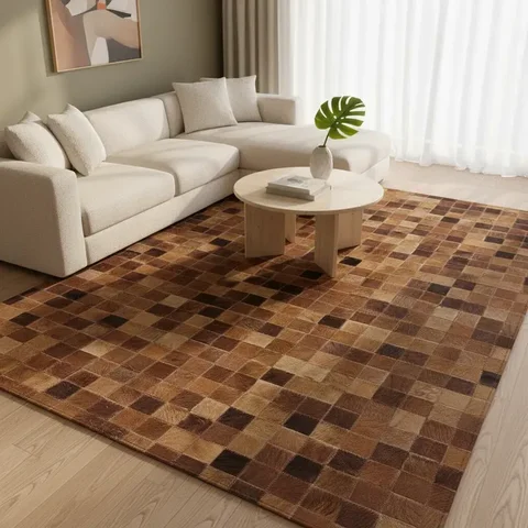 Tapete de Couro Quadriculado 2,00 X 1,50 M Caramelo