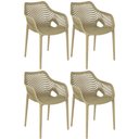 Ver imagem 1 de Kit 4 Cadeiras de Jantar Design Suits com Braços Empilhável em Polipropileno - Nude