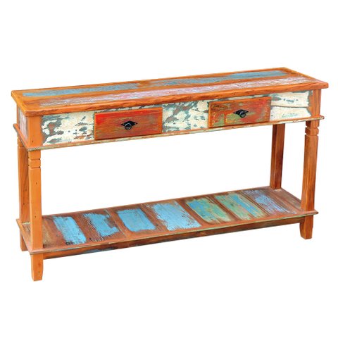 Aparador 1,5 M Madeira Demolição Peroba Rosa Pátina 2 Gavetas e Prateleira