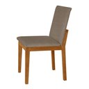 Ver imagem 3 de Kit 6 Cadeiras de Jantar Pérola Estofadas em Linho Bege Base Madeira Maciça Mel