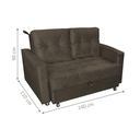 Ver imagem 2 de Sofá-Cama Verona Marrom Veludo 140x190cm com Rodízios para Sala Quarto e Visitas