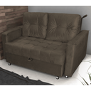 Ver imagem 1 de Sofá-Cama Verona Marrom Veludo 140x190cm com Rodízios para Sala Quarto e Visitas