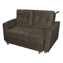 Ver imagem 4 de Sofá-Cama Verona Marrom Veludo 140x190cm com Rodízios para Sala Quarto e Visitas