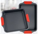 Ver imagem 1 de Kit Assadeira Antiaderente c/ Pegador de Silicone Bolo Assados Massas 2PÇS