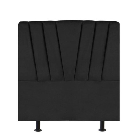 Cabeceira Estofada Bélgica 100cm Solteiro para Cama Colchão Box Quarto Corino Preto - Aurora Line