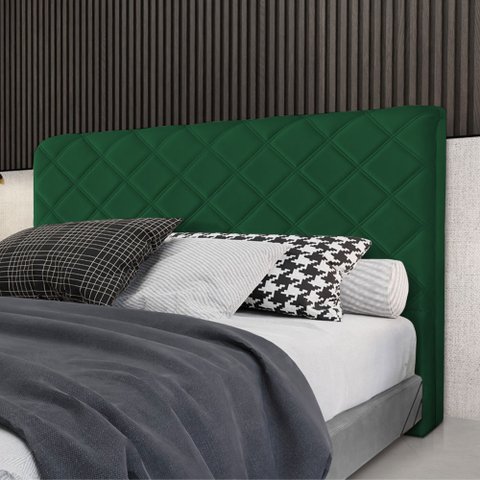 Cabeceira Cama Box King 1,93m Estofada Capri Veludo Verde