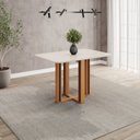 Ver imagem 1 de Mesa de Jantar 4 Lugares 120cm Tampo MDF e Vidro Canto Arredondado Manu