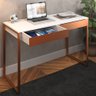 Mesa 2 Gavetas Escrivaninha Branca com Cobre Estudo Escritório Office Industrial 90x50cm - 2
