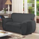 Ver imagem 2 de Capa Sofa de 2 Lugares Tecido Malha Gel Poliéster Gold Cinza