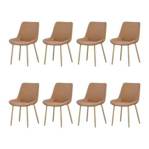 Kit 8 Cadeiras de Jantar Lara Estrutura em Aco Carbono Cor Bronze Estofado em PU Conforto Caramelo