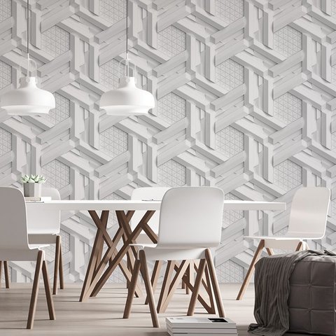 Papel de Parede 3d Adesivo Hexagonal Branco - 3,3m