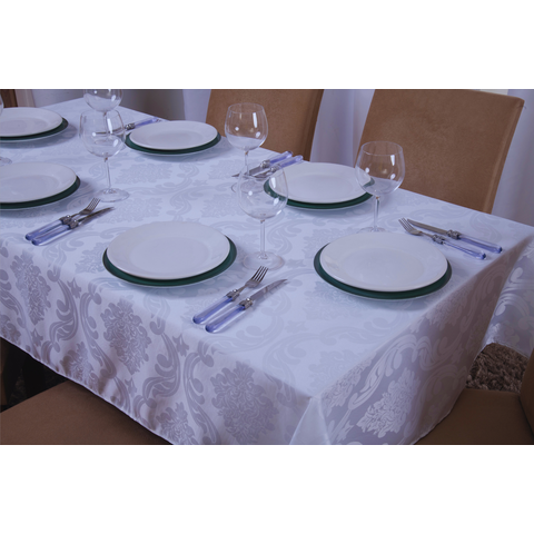 toalha de mesa quadrada 4 lugares tecido jacquard 1,35x1,50:branco