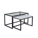 Ver imagem 2 de Conjunto Mesa de Centro Industrial 65cm e 60cm Preto Duo Vidro e Madeira Don Castro Decor Branco
