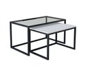 Ver imagem 2 de Conjunto Mesa de Centro Industrial 65cm e 60cm Preto Duo Vidro e Madeira Don Castro Decor Branco