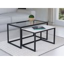 Ver imagem 1 de Conjunto Mesa de Centro Industrial 65cm e 60cm Preto Duo Vidro e Madeira Don Castro Decor Branco