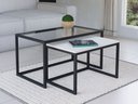Ver imagem 1 de Conjunto Mesa de Centro Industrial 65cm e 60cm Preto Duo Vidro e Madeira Don Castro Decor Branco