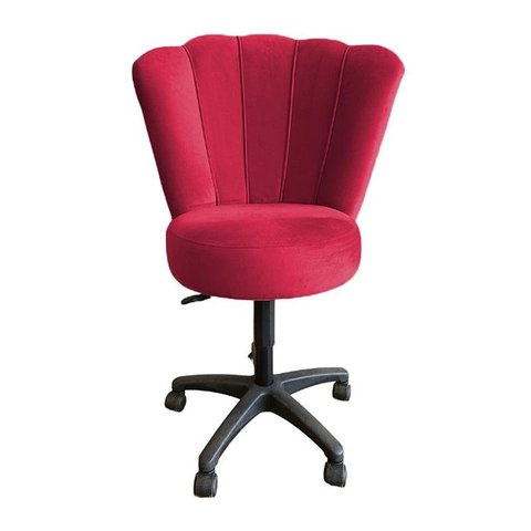 Cadeira Mocho para Estética Escritório Veludo Vermelho - Lm Decor