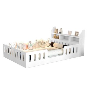 Cama de Criança Infantil Casal com Nicho Helo Luminária Led - Branca Incluso Lousa Mágica