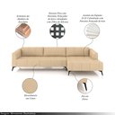 Ver imagem 3 de Sofá Bipartido Sala de Estar Kiara 292cm Chaise Direito Pés de Ferro Couro Bege G52 - Gran Belo