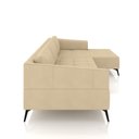 Ver imagem 5 de Sofá Bipartido Sala de Estar Kiara 292cm Chaise Direito Pés de Ferro Couro Bege G52 - Gran Belo
