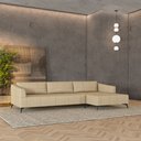 Ver imagem 1 de Sofá Bipartido Sala de Estar Kiara 292cm Chaise Direito Pés de Ferro Couro Bege G52 - Gran Belo