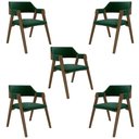 Ver imagem 1 de Kit 5 Cadeiras Sala de Jantar e Jogos Carteados Madeira Maciça Poker Veludo Verde-nogueira G42 -