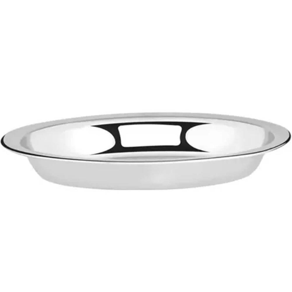 6 Travessas de Aço Inox Fundas para Servir Porções Baixelas Ovais Médias 25,5cm Hercules - 3