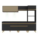 Ver imagem 7 de Armário de Cozinha Completa 252cm com Leds Veneza Up Multimóveis V2037 Preto/dourado