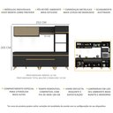 Ver imagem 4 de Armário de Cozinha Completa 252cm com Leds Veneza Up Multimóveis V2037 Preto/dourado