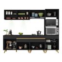 Ver imagem 6 de Armário de Cozinha Completa 252cm com Leds Veneza Up Multimóveis V2037 Preto/dourado
