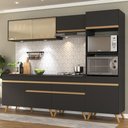 Ver imagem 3 de Armário de Cozinha Completa 252cm com Leds Veneza Up Multimóveis V2037 Preto/dourado