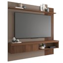 Ver imagem 1 de Painel Selina Ripado 180cm para Tv até 65 com Porta de Correr e Prateleira Mdp Havana/fendi G11 - Gr