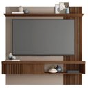 Ver imagem 3 de Painel Selina Ripado 180cm para Tv até 65 com Porta de Correr e Prateleira Mdp Havana/fendi G11 - Gr