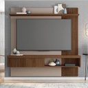 Ver imagem 2 de Painel Selina Ripado 180cm para Tv até 65 com Porta de Correr e Prateleira Mdp Havana/fendi G11 - Gr