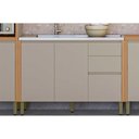 Ver mais imagens de Gabinete de Cozinha Modulado C/ Tampo Allure C/ 2 Portas e 3 Gavetas 120cm Jequitiba/gris Fosco -