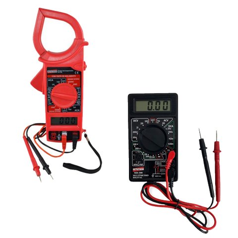 Kit Alicate Amperímetro Digital Cat Ii 600v Va-750 + Multímetro Digital Corrente Resistência Md-300