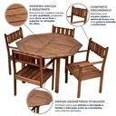 Ver imagem 7 de Conjunto Externo com Mesa Oitavada 120cm e 4 Poltronas Eron Madeira Maciça Marrom