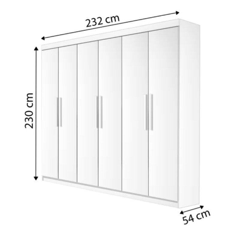 Guarda Roupa Casal 6 Portas 4 Gavetas Leblon D'doro Branco - 5