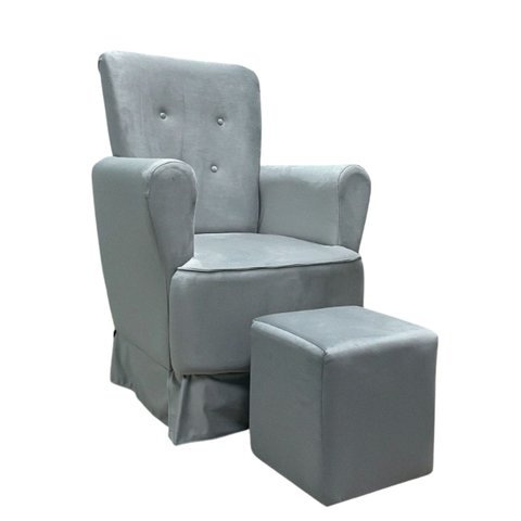 Poltrona de Amamentação Bella com Balanço e Pufe em Veludo