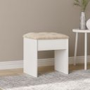 Ver imagem 1 de Banqueta Camarim Branca Estofada Ideal para Penteadeira ou Maquiagem