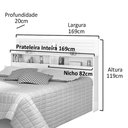 Ver imagem 5 de Cabeceira Cama Box Queen 1,60 Florença com Nicho e Espelho - Castanho