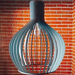 Luminária Teto tipo Pendente em MDF - Completa - Cor: Cinza - 5